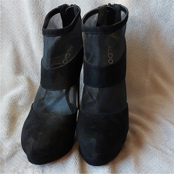 Aldo Allum mesh and velvet stiletto platform heels size 8.5 black - Picture 4 of 10